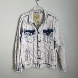 Smoke Rise Denim Jacket Acid Wash Distressed Mens